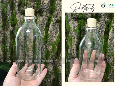 Chai thủy tinh nút bần thân tròn dáng bom 300-500ml CHAI-01