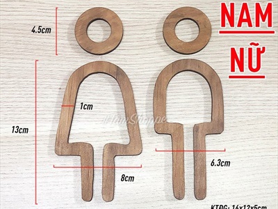 Chữ WC gỗ icon chỉ dẫn nhà vệ sinh Rustic đơn giản CHU-GO-01