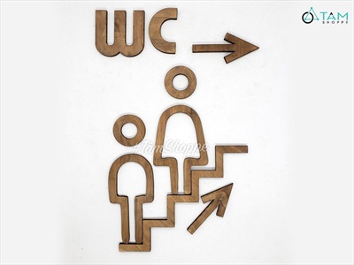 Chữ WC gỗ icon chỉ dẫn nhà vệ sinh Rustic đơn giản CHU-GO-01