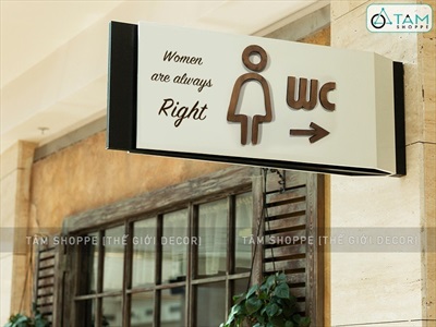 Chữ WC gỗ icon chỉ dẫn nhà vệ sinh Rustic đơn giản CHU-GO-01