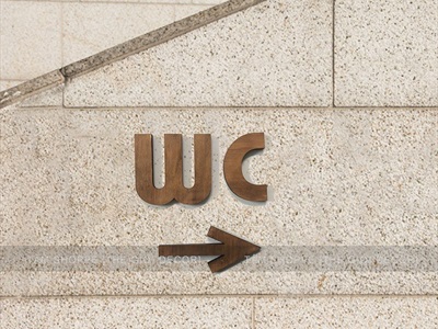 Chữ WC gỗ icon chỉ dẫn nhà vệ sinh Rustic đơn giản CHU-GO-01