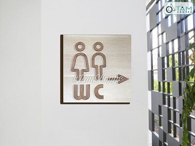 Chữ WC gỗ icon chỉ dẫn nhà vệ sinh Rustic đơn giản CHU-GO-01