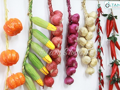 Dây hành tỏi ớt nông sản treo trang trí như thật TRAI-NONGSAN-01