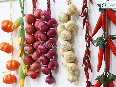Dây hành tỏi ớt nông sản treo trang trí như thật TRAI-NONGSAN-01