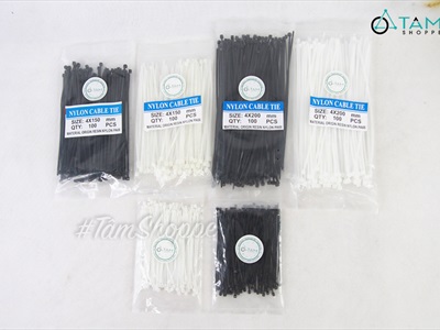 Dây rút nhựa trắng đen nhiều cỡ (bịch 100 đủ) DCHM-DR-01