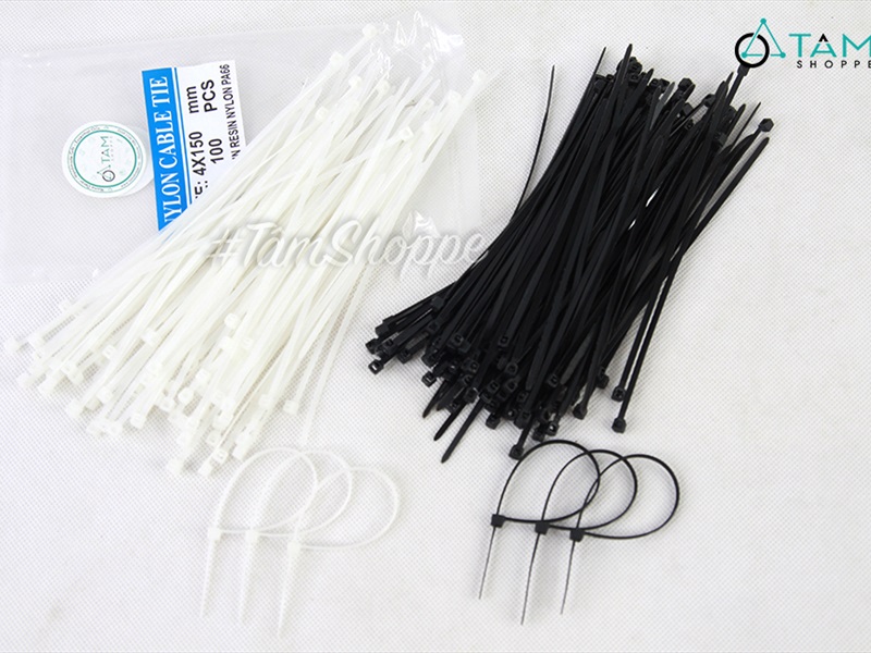 Dây rút nhựa trắng đen nhiều cỡ (bịch 100 đủ) DCHM-DR-01