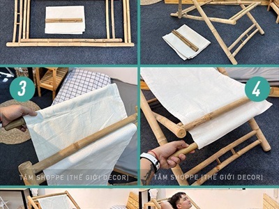 Ghế xếp bãi biển vải canvas khung tre ngoài trời cỡ lớn GHE-01
