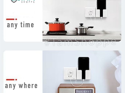Giá để sạc điện thoại dán tường chữ nhật nhựa 5 màu GDDT-01