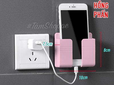 Giá để sạc điện thoại dán tường chữ nhật nhựa 5 màu GDDT-01
