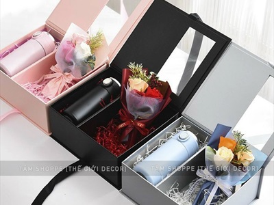 Hộp quà sang trọng cửa sổ trong suốt tự gấp dễ dàng HOPQUA-01