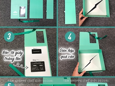 Hộp quà sang trọng cửa sổ trong suốt tự gấp dễ dàng HOPQUA-01