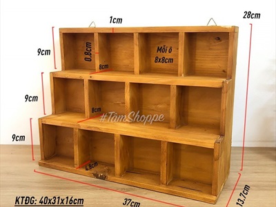Kệ gỗ trang trí 3 tầng 12 ngăn 2 cách dùng KE-ĐB-01