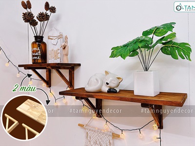 Kệ gỗ treo tường ê ke gỗ vuông góc đơn giản KTT-GO-01
