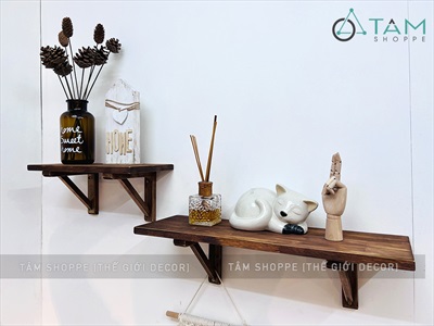 Kệ gỗ treo tường ê ke gỗ vuông góc đơn giản KTT-GO-01