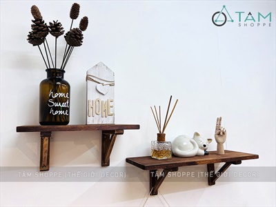 Kệ gỗ treo tường ê ke gỗ vuông góc đơn giản KTT-GO-01