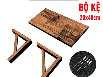 Kệ gỗ treo tường ê ke gỗ vuông góc đơn giản KTT-GO-01