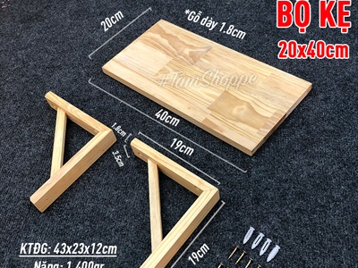 Kệ gỗ treo tường ê ke gỗ vuông góc đơn giản KTT-GO-01