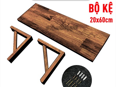Kệ gỗ treo tường ê ke gỗ vuông góc đơn giản KTT-GO-01
