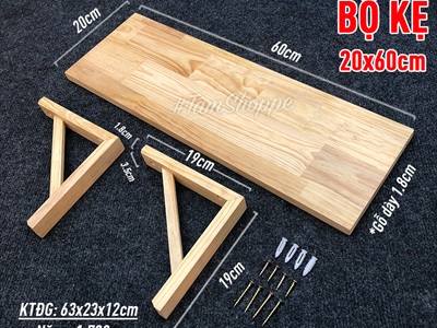 Kệ gỗ treo tường ê ke gỗ vuông góc đơn giản KTT-GO-01