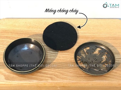 Lò đốt trầm hương bát tròn nắp họa tiết 3D hợp kim LXTH-DOT-01