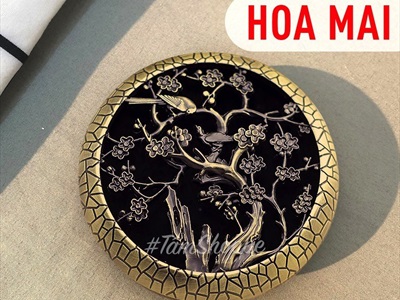 Lò đốt trầm hương bát tròn nắp họa tiết 3D hợp kim LXTH-DOT-01