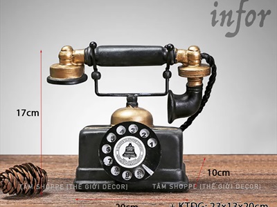 Mô hình điện thoại quay số tay cầm rời màu đen cổ điển MHVT-Đ.TH-02