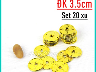 Mô hình đồng tiền vàng nhựa trang trí Tết nhiều cỡ DONGTIEN-01