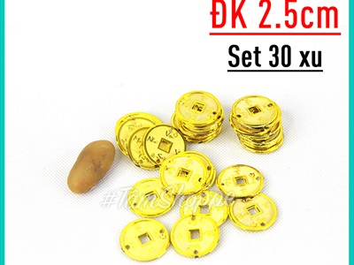 Mô hình đồng tiền vàng nhựa trang trí Tết nhiều cỡ DONGTIEN-01