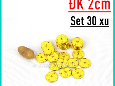 Mô hình đồng tiền vàng nhựa trang trí Tết nhiều cỡ DONGTIEN-01
