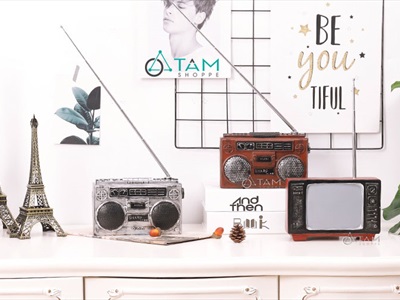 Mô hình máy catssette radio cao 11cm (chưa tính cần) MHVT-MCSR-01