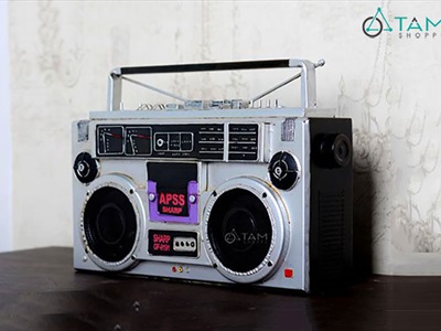 Mô hình máy catssette radio Sharp chữ nhật màu bạc cổ điển tỷ lệ 1:1 MHVT-MCSR-05