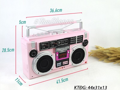 Mô hình máy catssette radio Sharp màu hồng cổ điển hình chữ nhật tỷ lệ 1:1 MHVT-MCSR-06