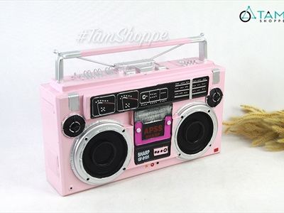 Mô hình máy catssette radio Sharp màu hồng cổ điển hình chữ nhật tỷ lệ 1:1 MHVT-MCSR-06