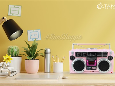 Mô hình máy catssette radio Sharp màu hồng cổ điển hình chữ nhật tỷ lệ 1:1 MHVT-MCSR-06