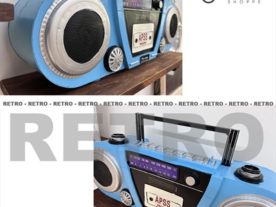 Mô hình máy catssette radio cổ điển xanh biển tỷ lệ 1:1 MHVT-MCSR-02