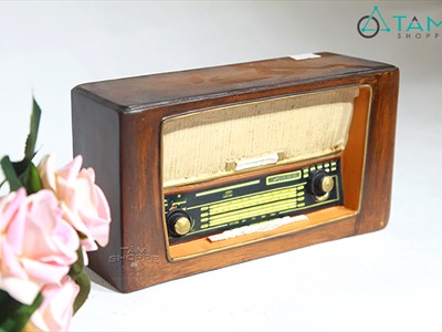Mô hình Radio cổ điển nâu cao 11cm MHVT-MCSR-03