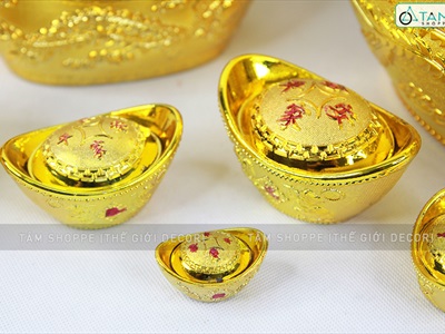 Mô hình thỏi vàng trang trí Tết nhiều cỡ THOIVANG-01