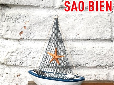 Mô hình thuyền buồm lưới trang trí để bàn THUYEN-01
