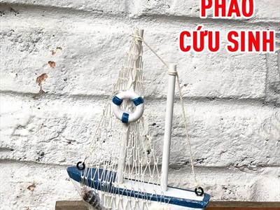 Mô hình thuyền buồm lưới trang trí để bàn THUYEN-01