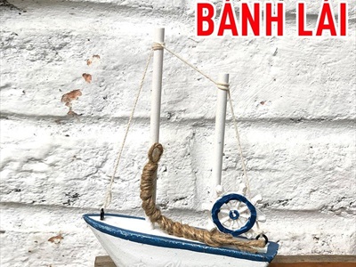 Mô hình thuyền buồm lưới trang trí để bàn THUYEN-01
