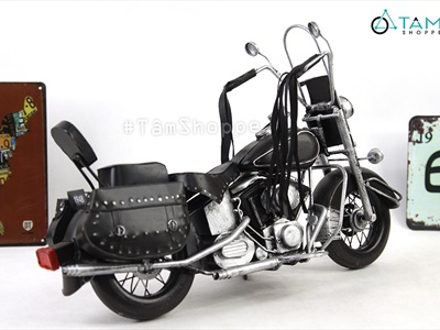 Mô hình xe motor Vintage bạc dây da MHX-7122F-05