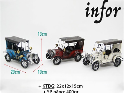 Mô hình xe ô tô cổ điển mái che 3 màu MHX-OTO-01
