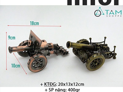 Mô hình xe súng đại bác 1 nòng sắt MHX-SĐB-02