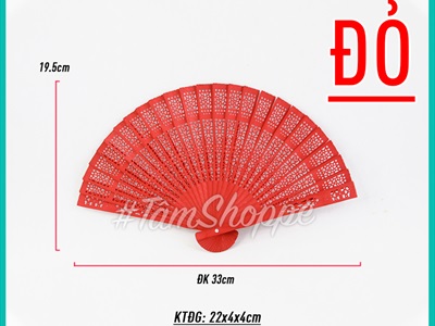 Quạt gỗ xếp cổ trang họa tiết đẹp R33cm DDTI-QUAT-01