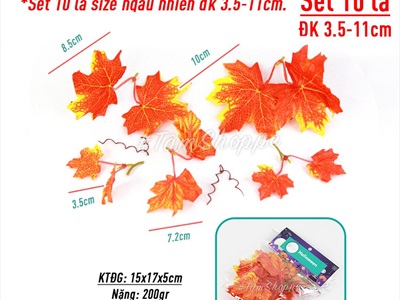 Set 10 lá phong giả màu vàng thu lớn nhỏ ngẫu nhiên PKHM-24
