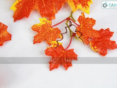 Set 10 lá phong giả màu vàng thu lớn nhỏ ngẫu nhiên PKHM-24