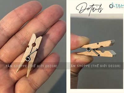 Set 5-10 kẹp gỗ treo ảnh kèm dây thừng màu tự nhiên KATT-KG-01
