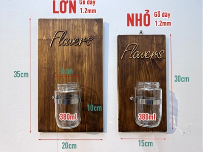 Tấm gỗ lọ thủy tinh treo tường thủy canh nâu đen Rustic (tặng đinh tường) KHTT-01