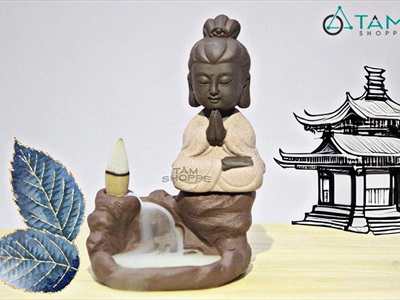 Thác khói trầm hương để bàn phật bên suối [Tặng 10 nụ trầm] TKTH-02
