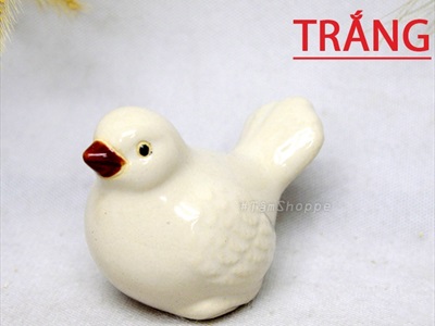 Tượng chim sẻ gốm đuôi xòe mỏ đỏ nhiều màu TCV-CHIM-01